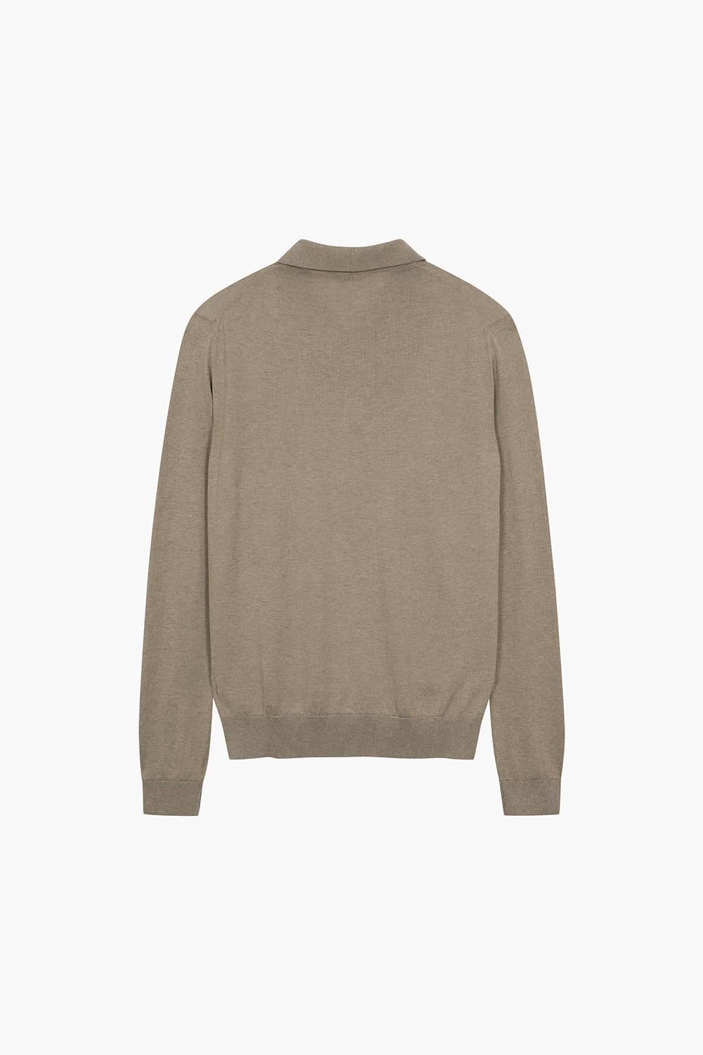 실크 혼방 폴로 라이트브라운 긴소매 니트