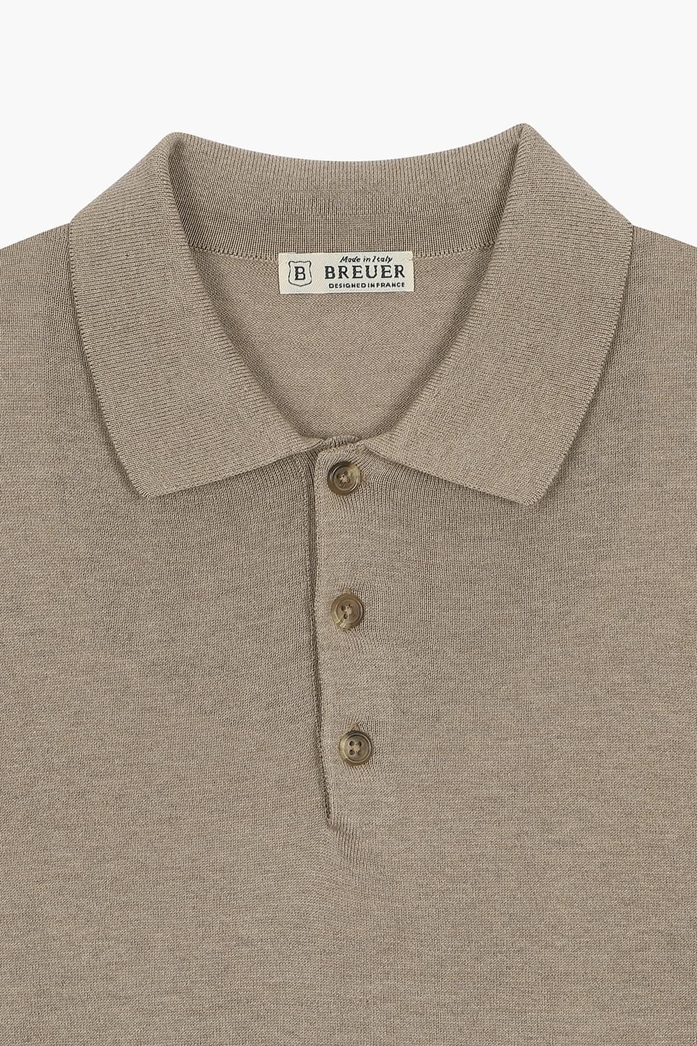 실크 혼방 폴로 라이트브라운 긴소매 니트