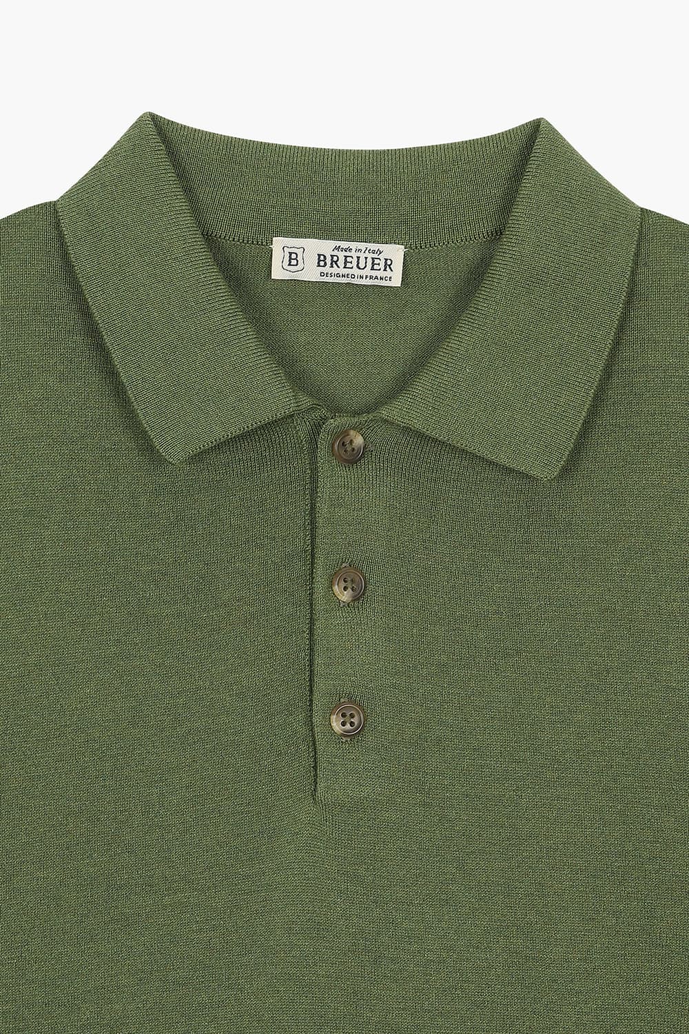 실크 혼방 폴로 101 카키 긴소매 니트