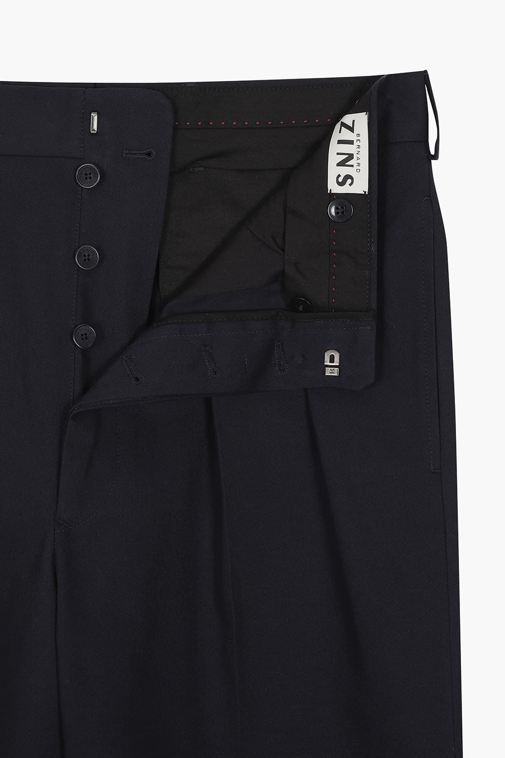 코튼 더블 핀턱 스트레이트 다크네이비 팬츠