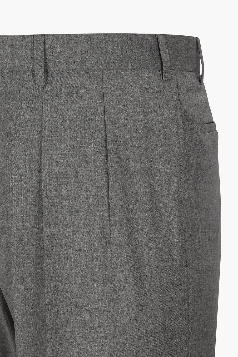 BAC J 울 혼방 더블 핀턱 슬림 101 다크그레이 팬츠