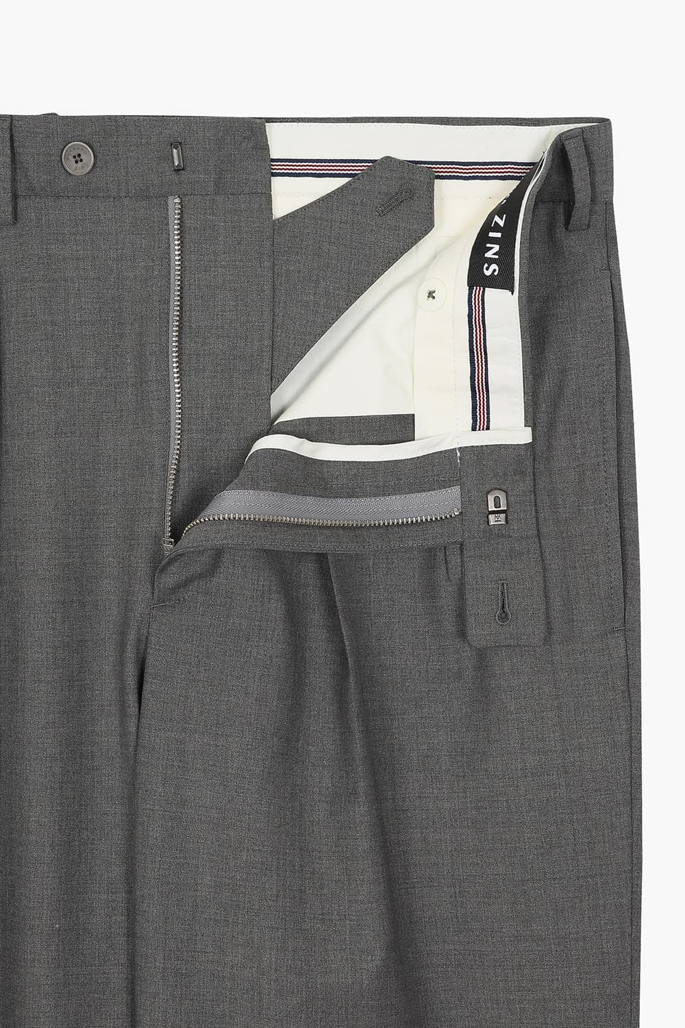 BAC J 울 혼방 더블 핀턱 슬림 101 다크그레이 팬츠