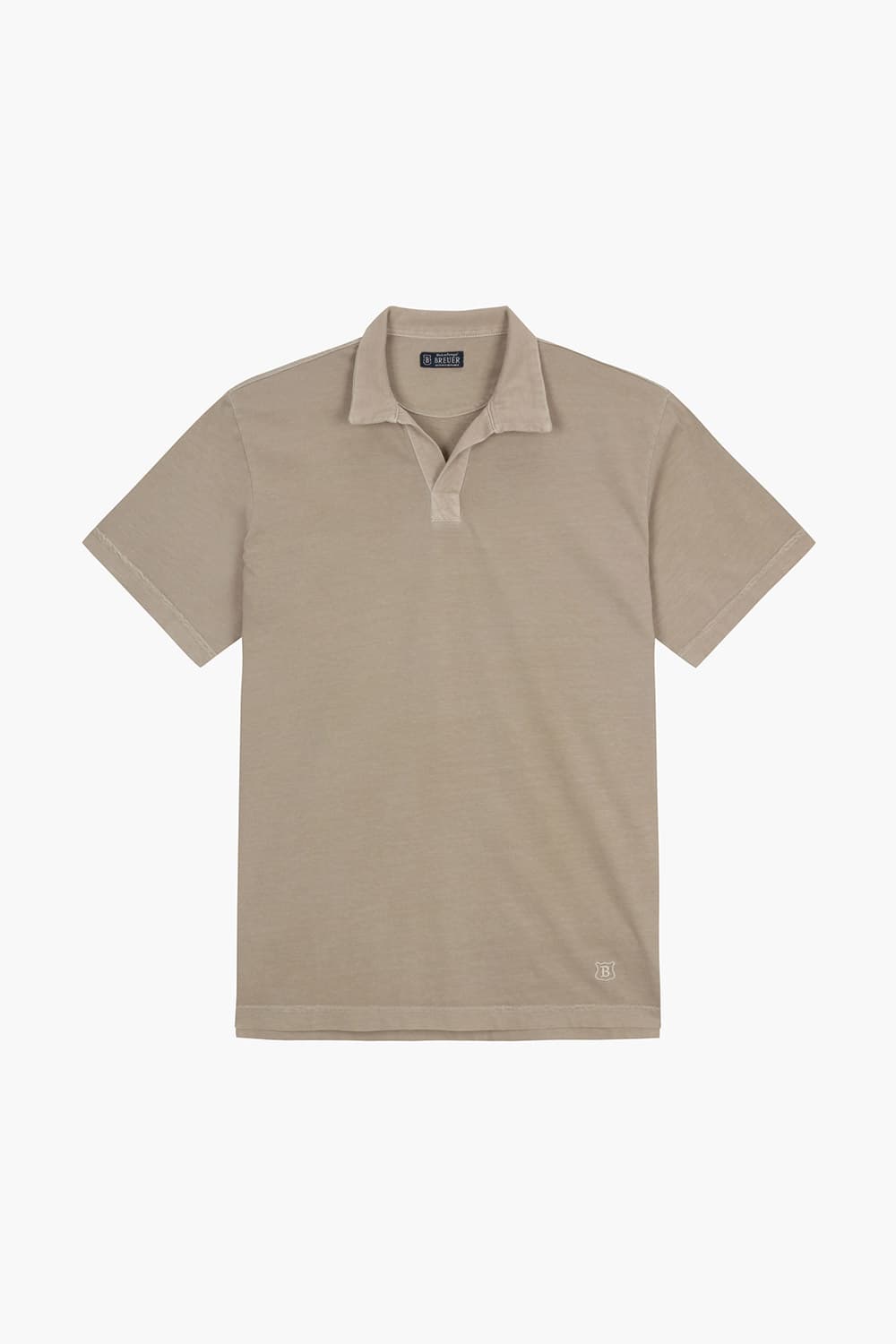 코튼 노 버튼 라이트브라운 반소매 티셔츠