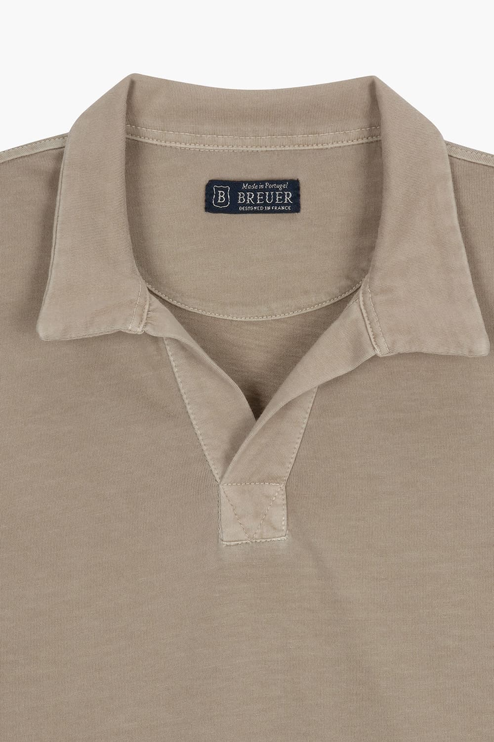 코튼 노 버튼 라이트브라운 반소매 티셔츠