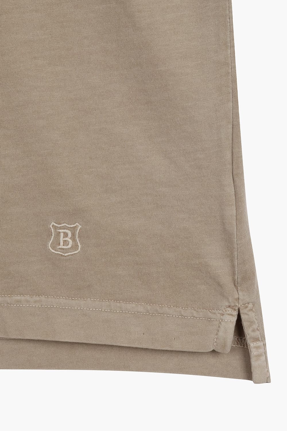 코튼 노 버튼 라이트브라운 반소매 티셔츠