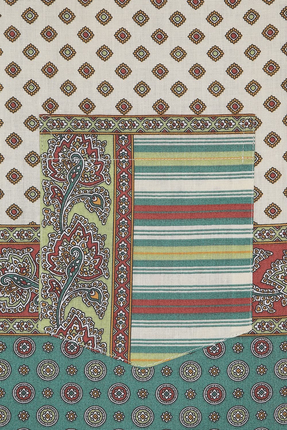 코튼 패치워크 102 그린 반소매 셔츠