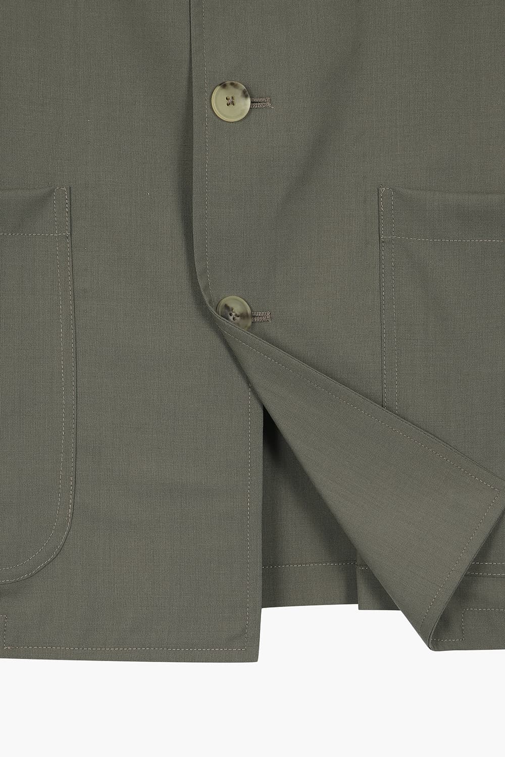 울 테일러드 카키 캐주얼 자켓