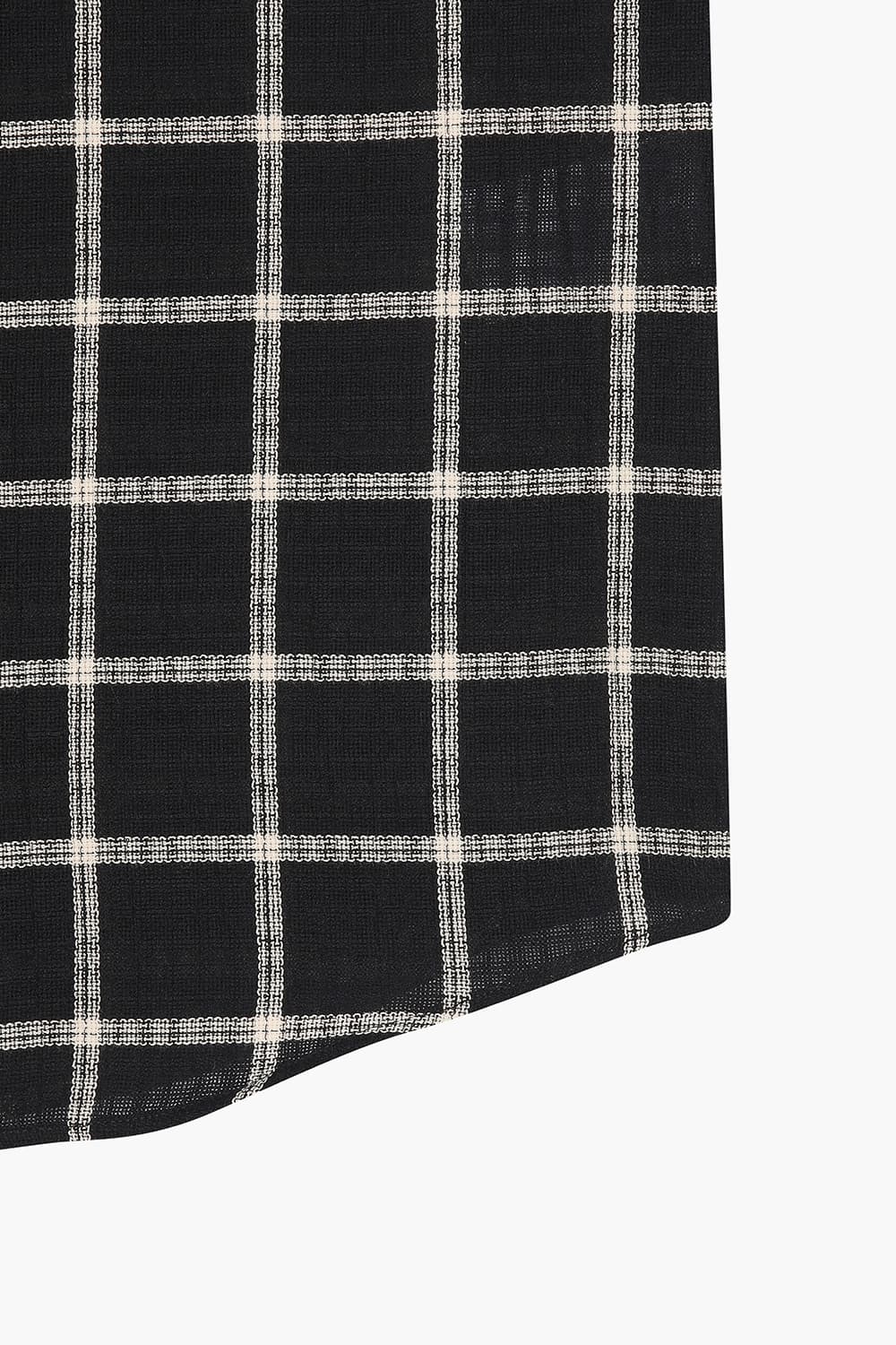 SILVIO 코튼 윈도 체크 109 블랙 반소매 셔츠