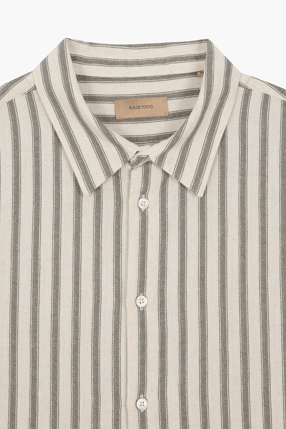 SILVIO 린넨 혼방 스트라이프 107 베이지 반소매 셔츠