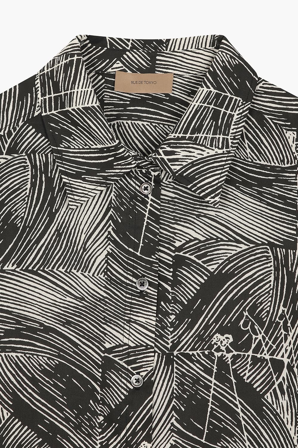 SELIE 텐셀 무민 일러스트 패치워크 102 차콜그레이 셔츠