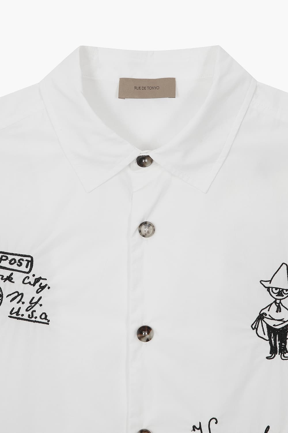 SALVIO 코튼 무민 일러스트 101 화이트 반소매 셔츠
