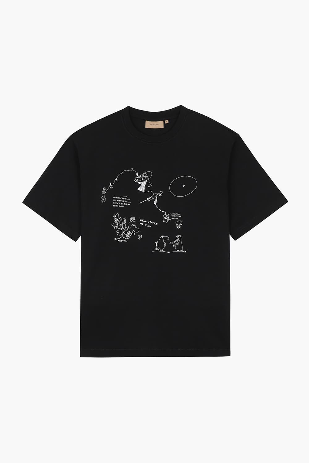 THOPER 코튼 무민 일러스트 101 블랙 반소매 티셔츠