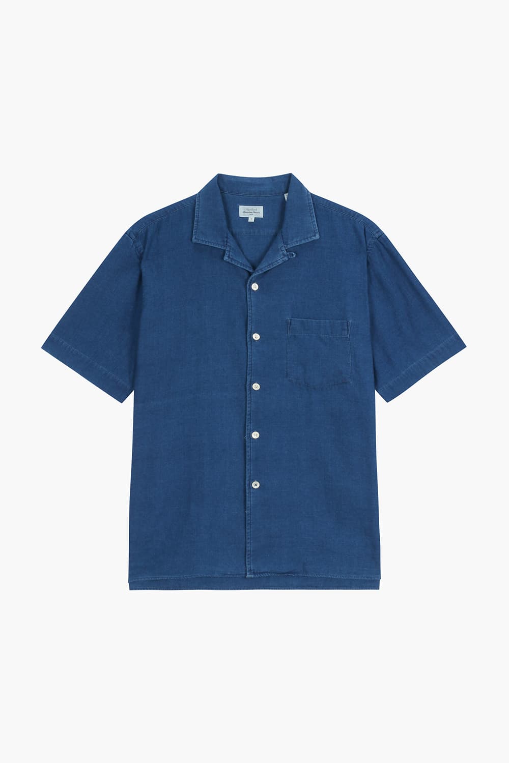 데님 포켓 테일러드 카라 503 네이비 반소매 셔츠
