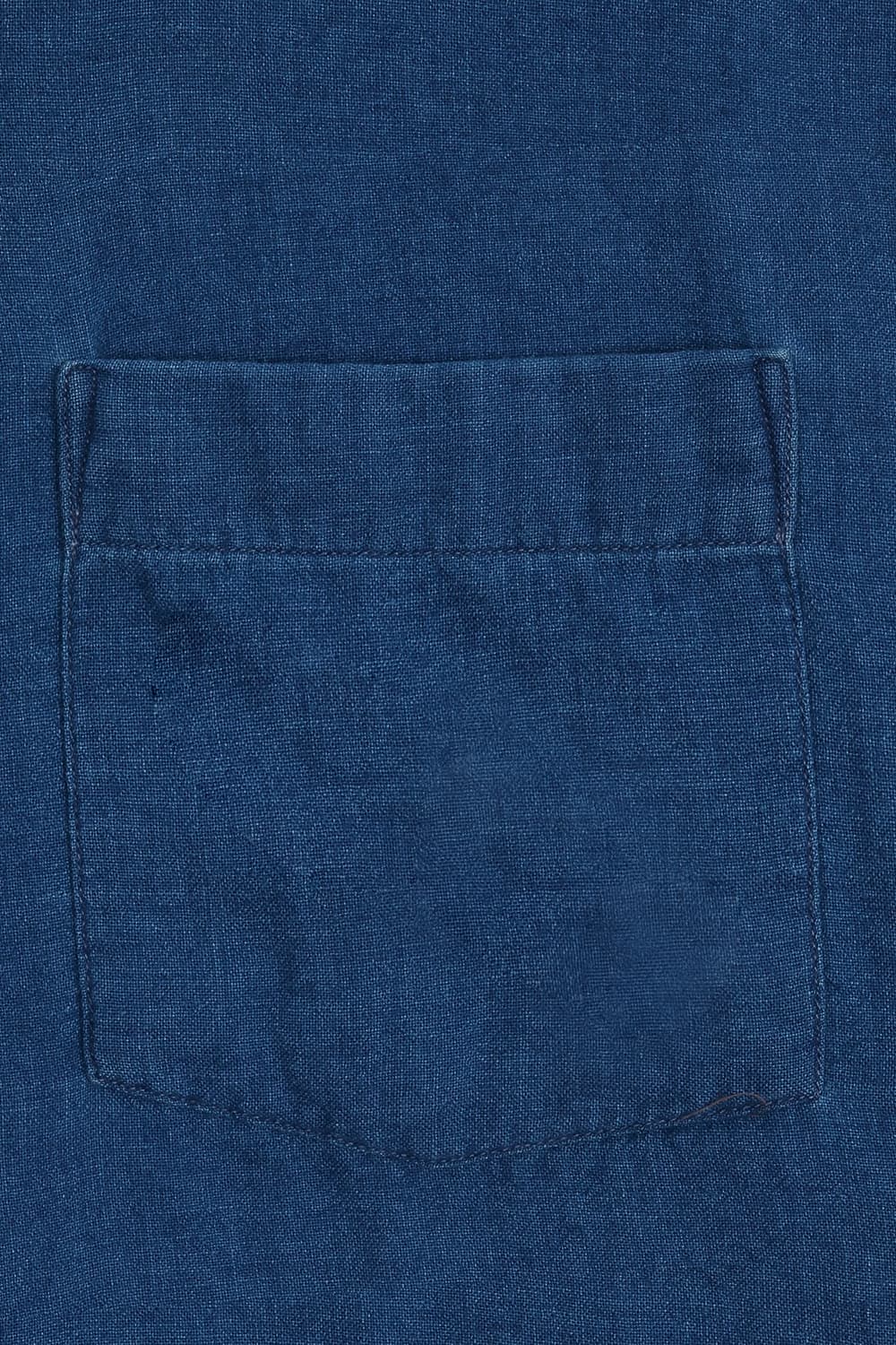 데님 포켓 테일러드 카라 503 네이비 반소매 셔츠