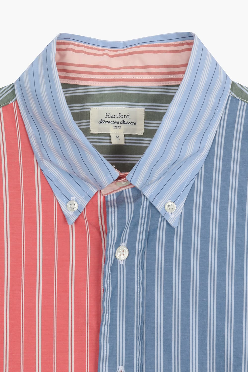 PITT 코튼 스트라이프 패치워크 108 블루 셔츠