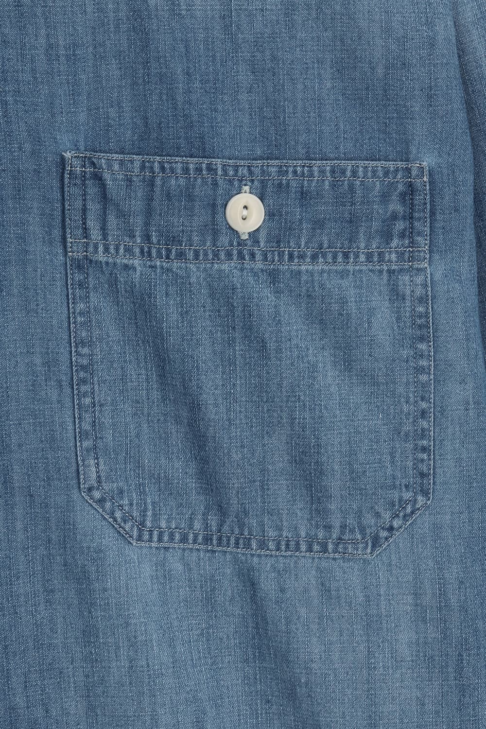 중청 데님 버튼 다운 투 포켓 블루 셔츠