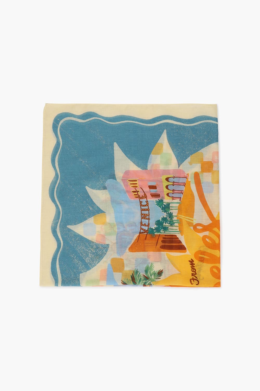 코튼 바캉스 일러스트 101 라이트블루 스카프