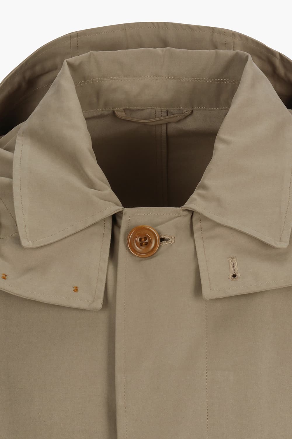 면 혼방 후드 롱 베이지 다운 점퍼