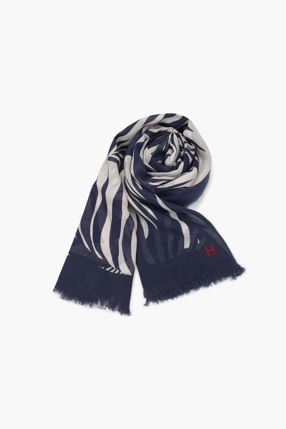 SARONG 코튼 트로피컬 패턴 103 네이비 스카프