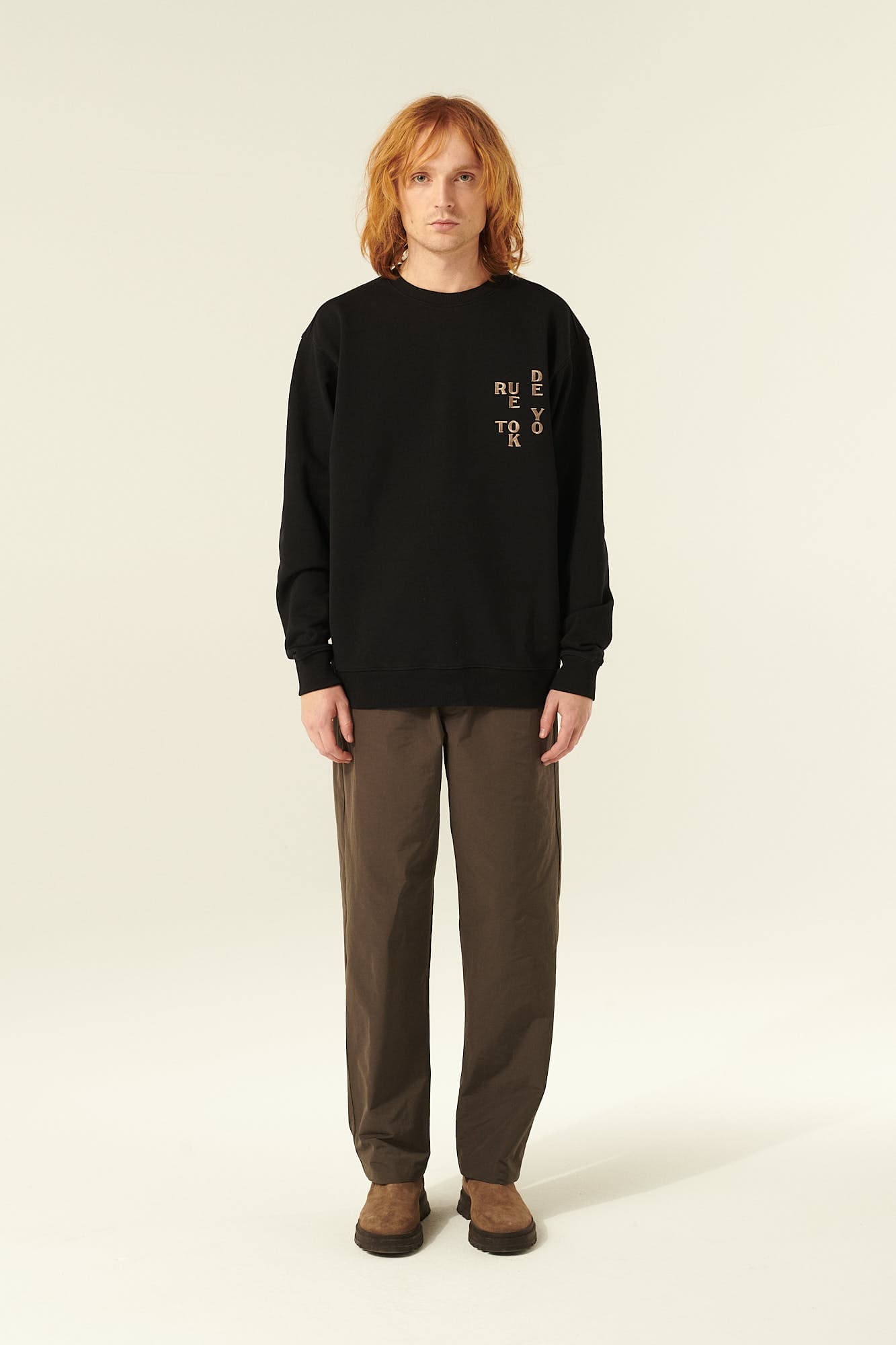 TRU 코튼 스웻 101 블랙 긴소매 티셔츠