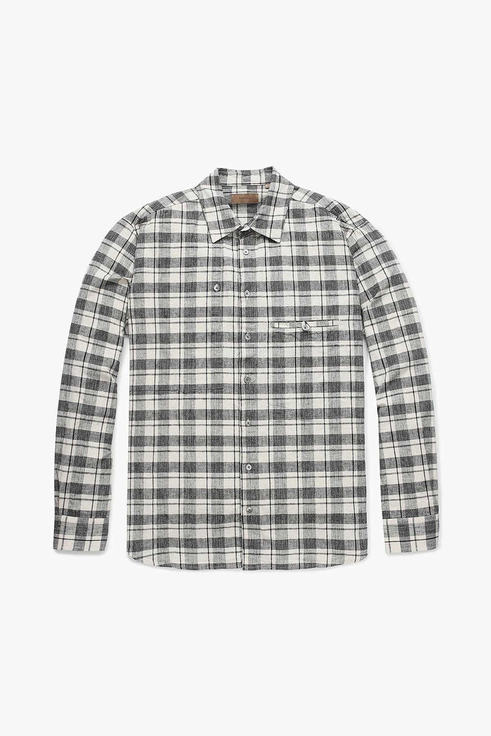 SYL 면 혼방 플란넬 체크 포켓 101 차콜그레이 셔츠