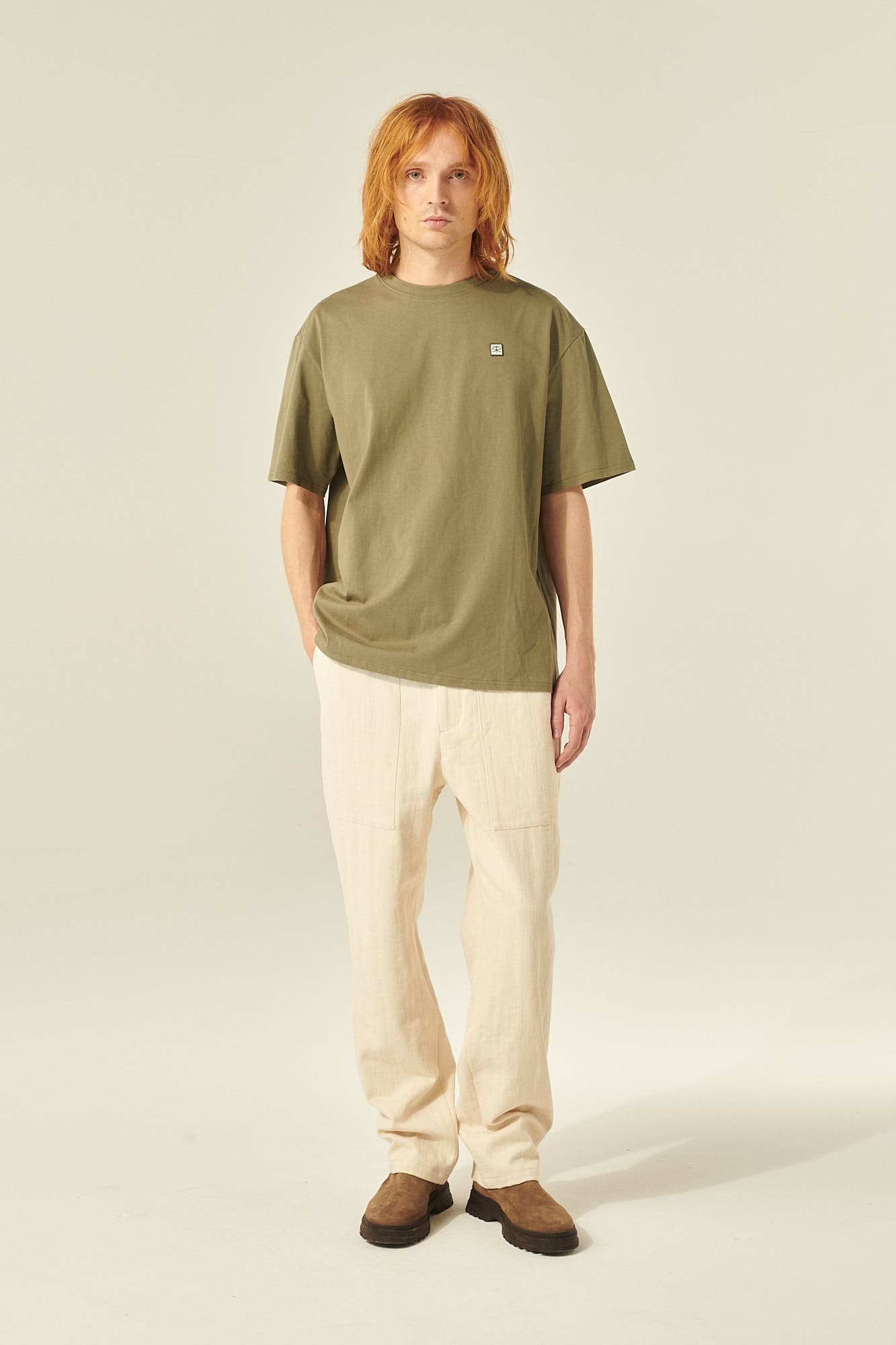 코튼 밴딩 와이드 102 아이보리 캐주얼 팬츠