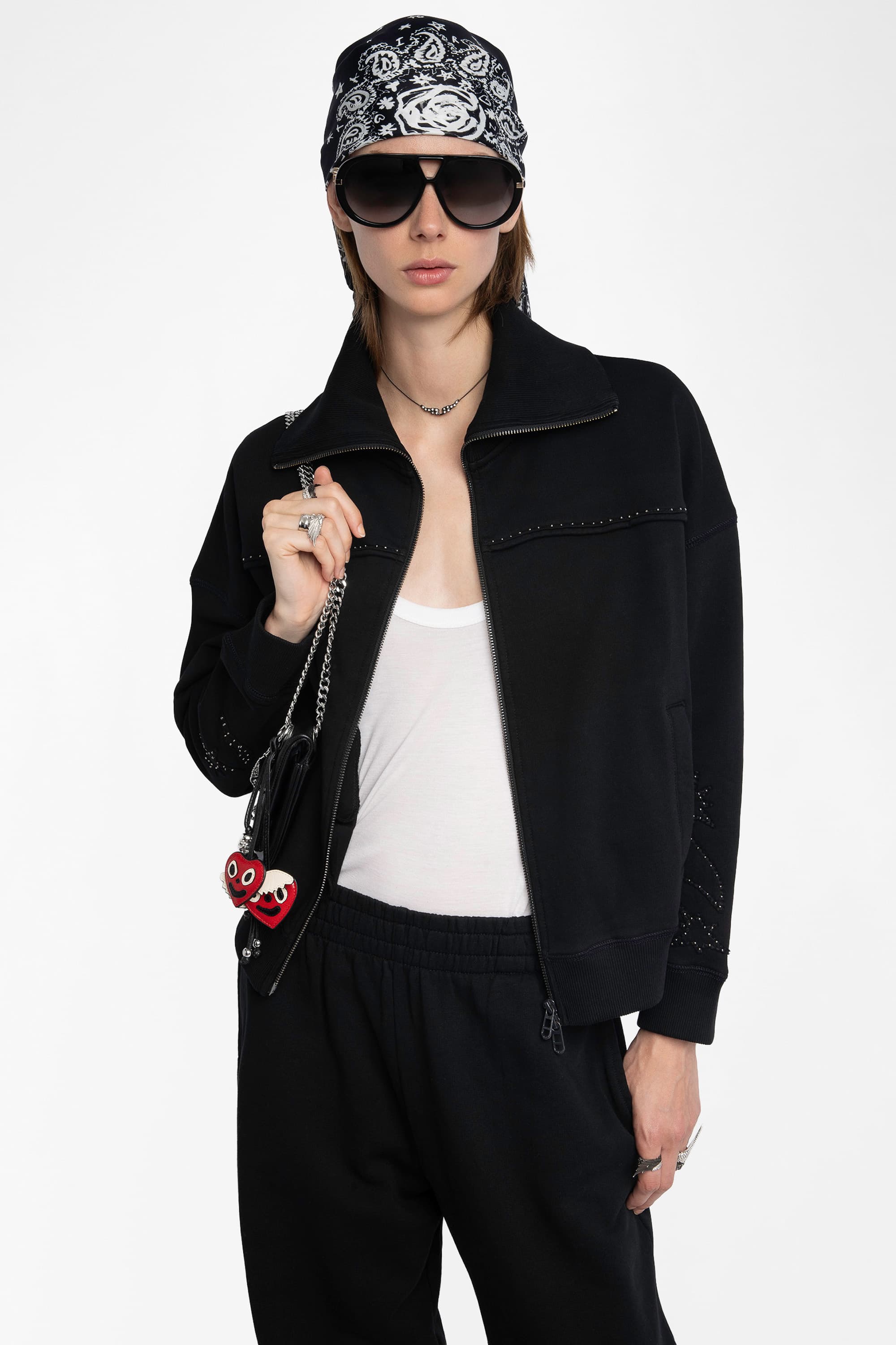 Milly Zip-Up Studs Cardigan