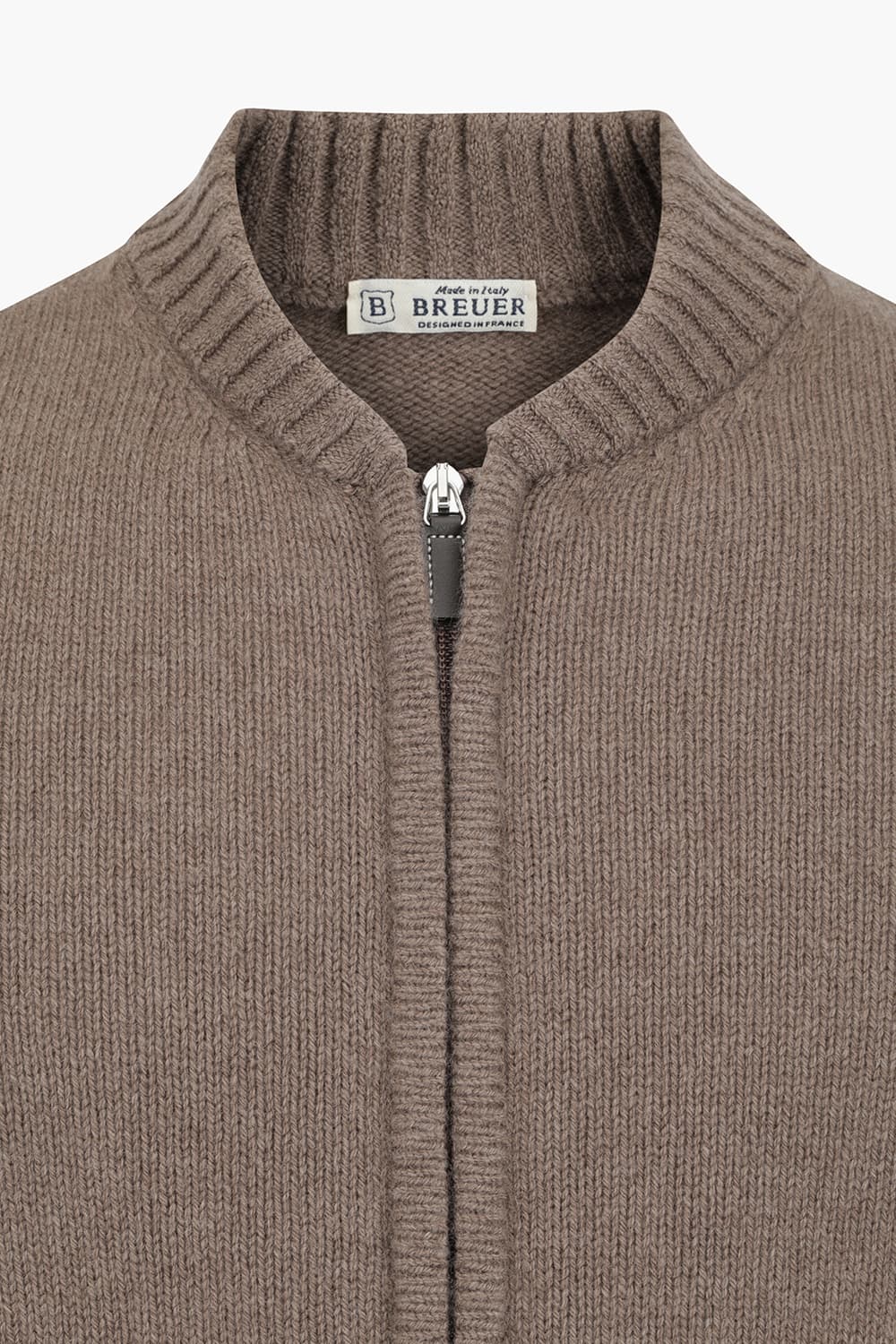 울 골지 헨리넥 니트 브라운 집업