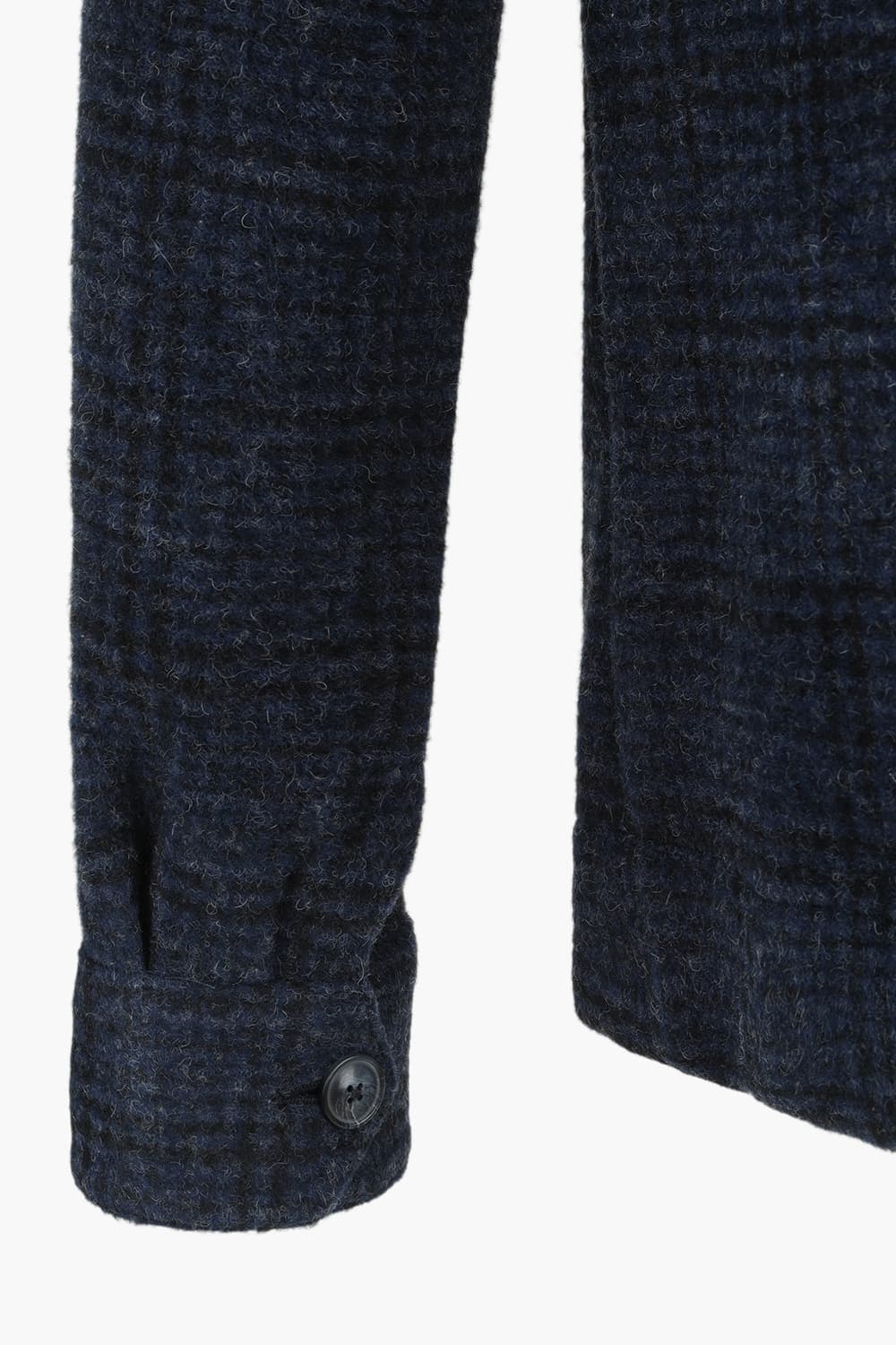 울 혼방 타탄 체크 셔츠형 다크네이비 캐주얼 자켓