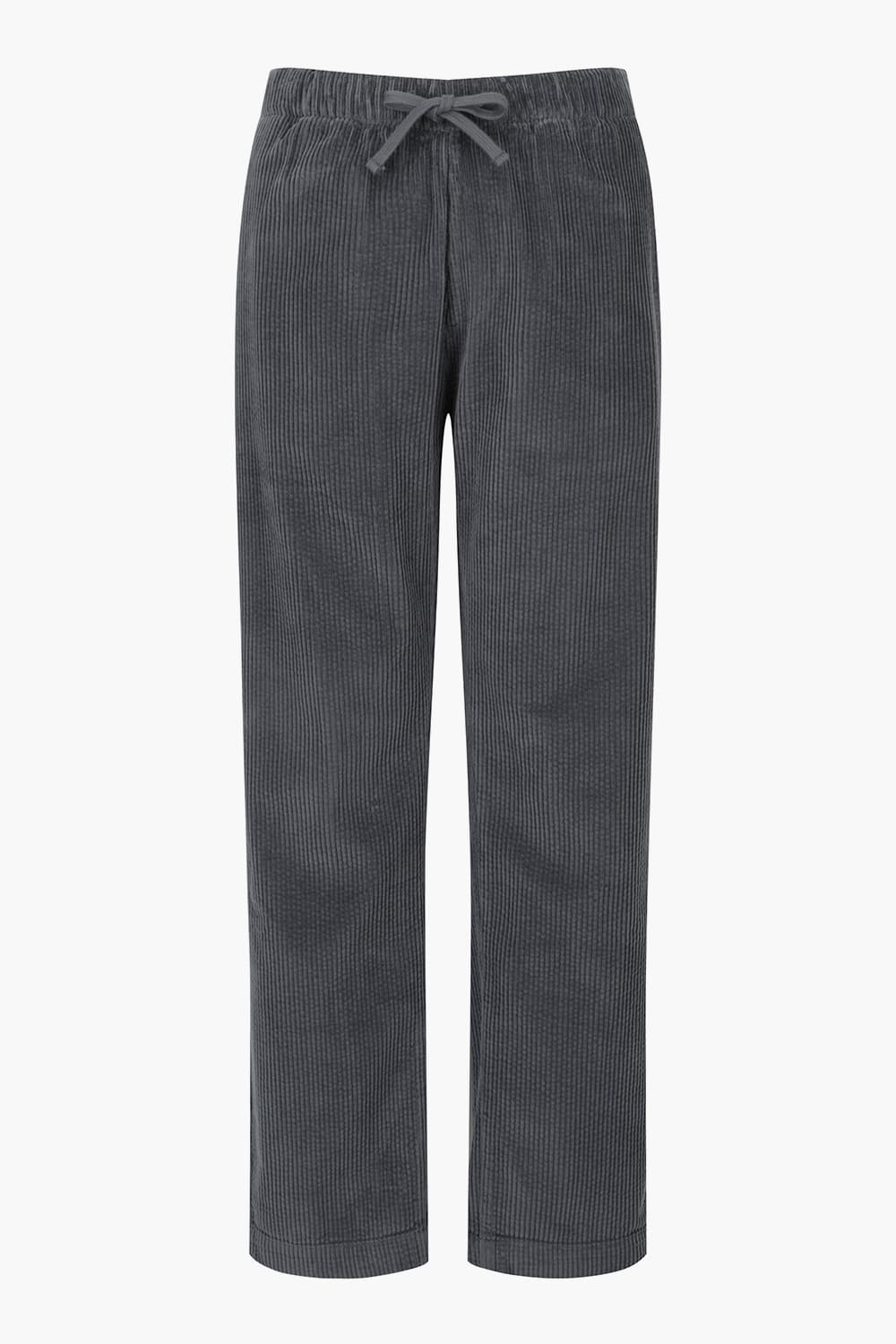 코튼 코듀로이 드로우스트링 스트레이트 401 다크그레이 캐주얼 팬츠