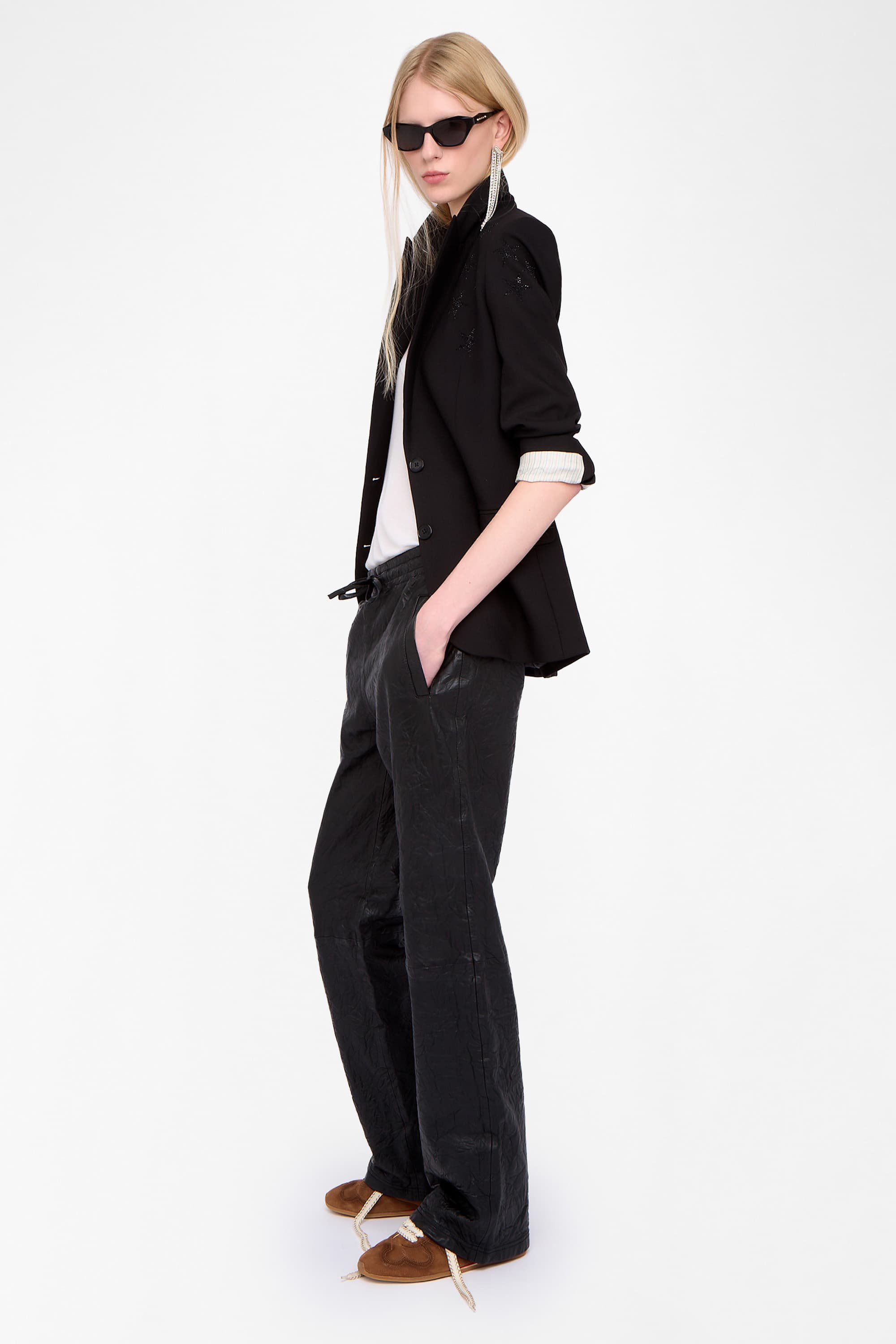 Pocha Crinkled Leather Pants