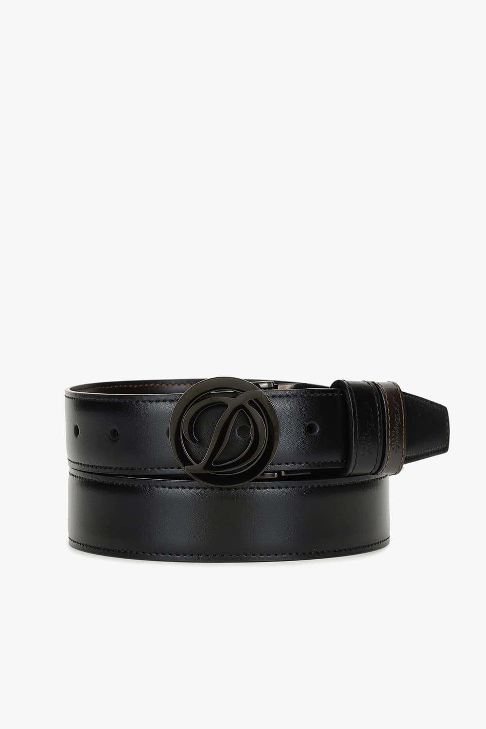 D 로고 라운드 버클 리버서블 벨트 블랙 30MM 블랙/브라운 CJ8460120B