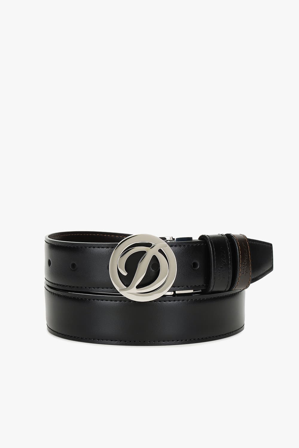 D 로고 라운드 버클 리버서블 벨트 실버 30MM 블랙/브라운 CJ8440120B