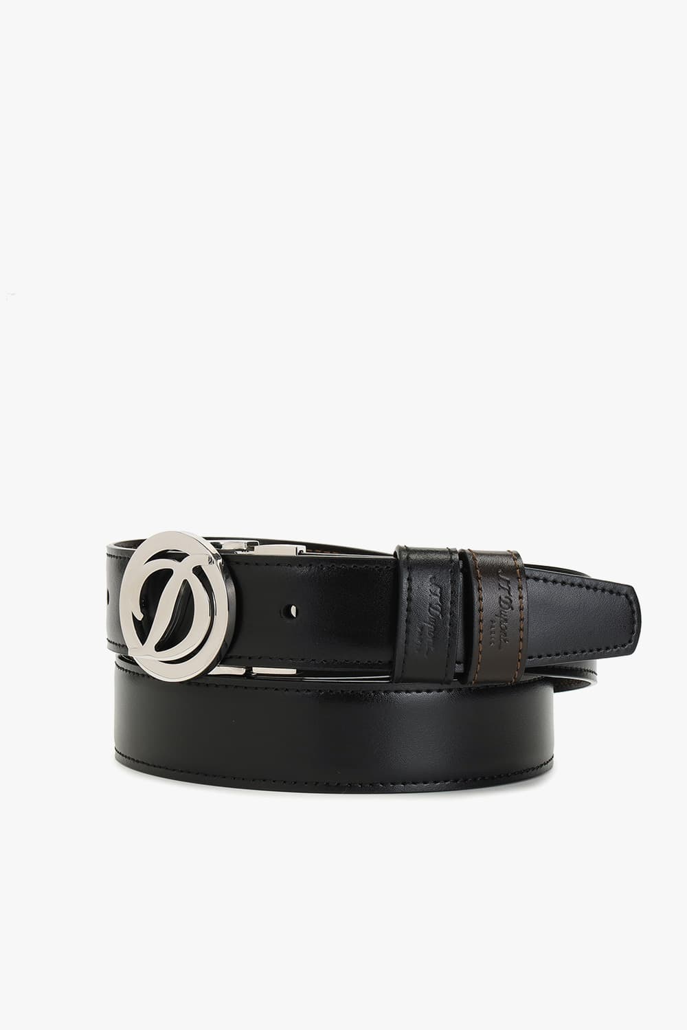 D 로고 라운드 버클 리버서블 벨트 실버 30MM 블랙/브라운 CJ8440120B