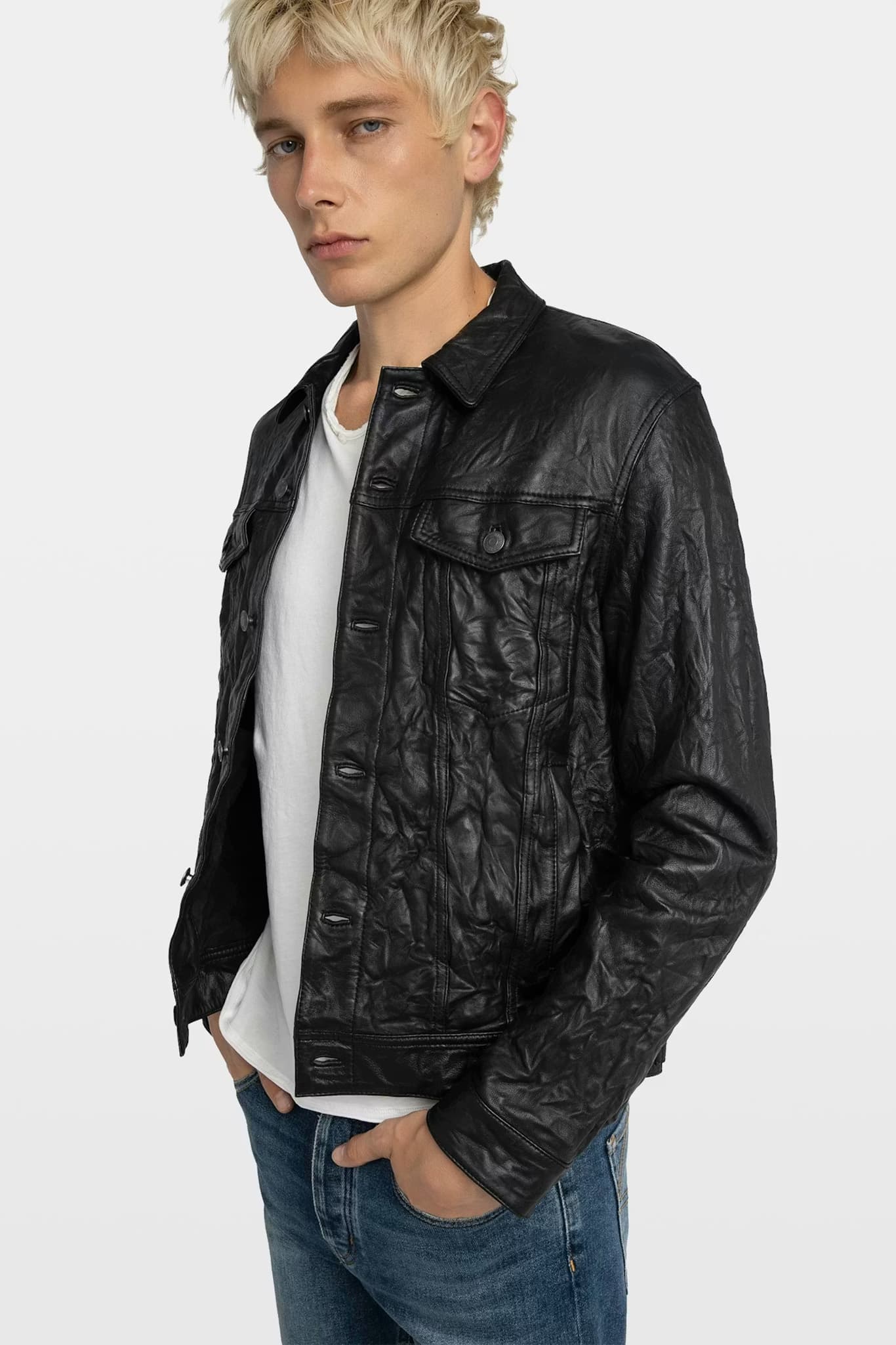 Base Crinkle Leather Jacket