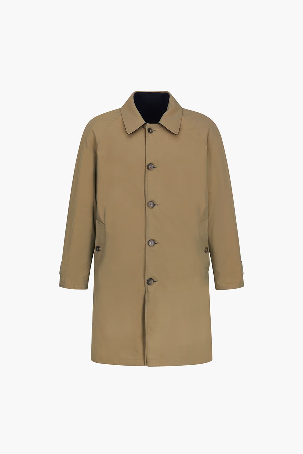 울 & 코튼 리버시블 발마칸 803 네이비 롱 코트