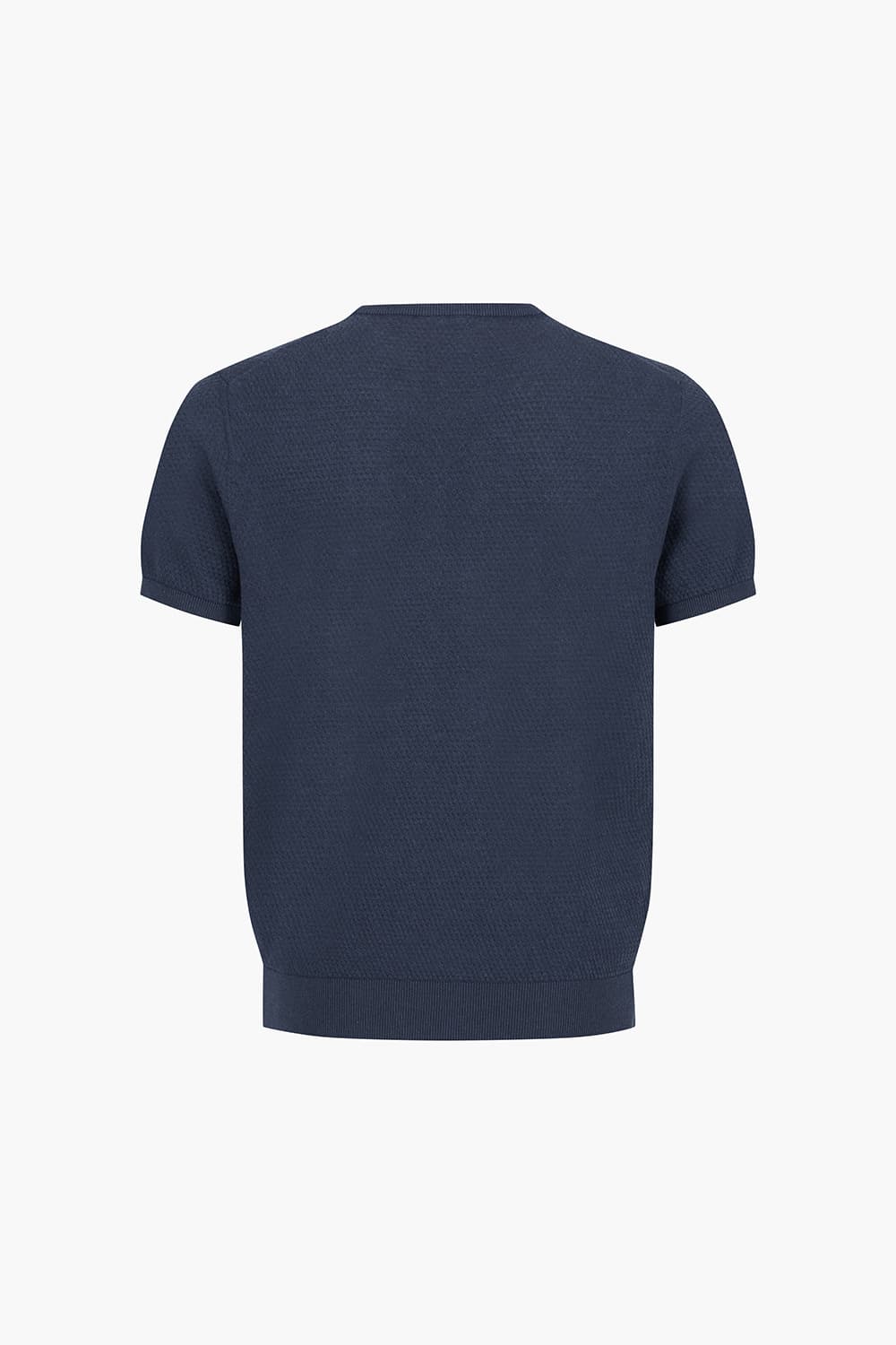 코튼 패턴 짜임 크루넥 505 블루 반소매 니트