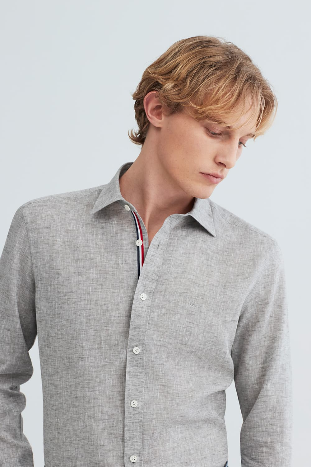 린넨 히든 트리콜로르 954 컴포터블(뉴캐주얼핏) 셔츠 그레이 SE6SM22LS954SBE