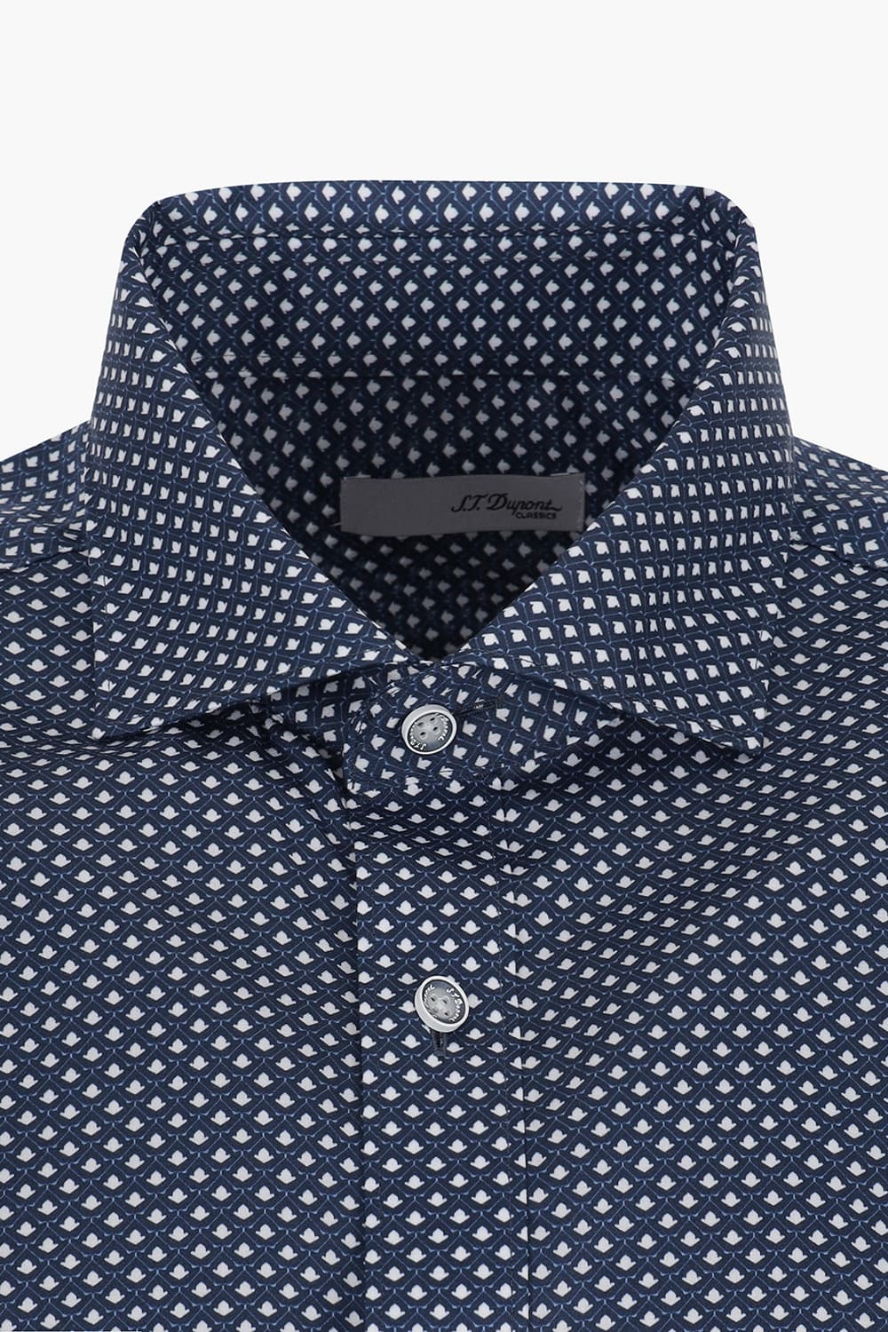 플라워 모티브 프린트 203 비즈니스 반팔 셔츠 네이비 SE4MM11HS203SNY