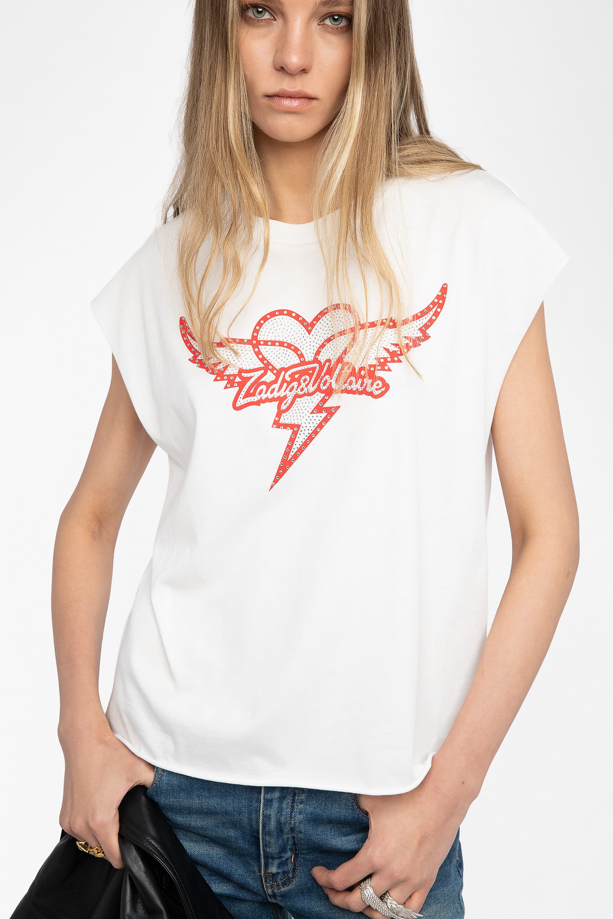 Cloe Heart Wings Strass T-Shirt