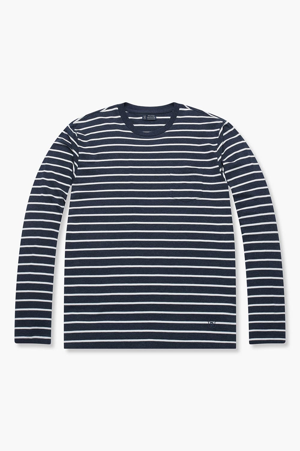코튼 스트라이프 크루넥 103 다크네이비 긴소매 티셔츠