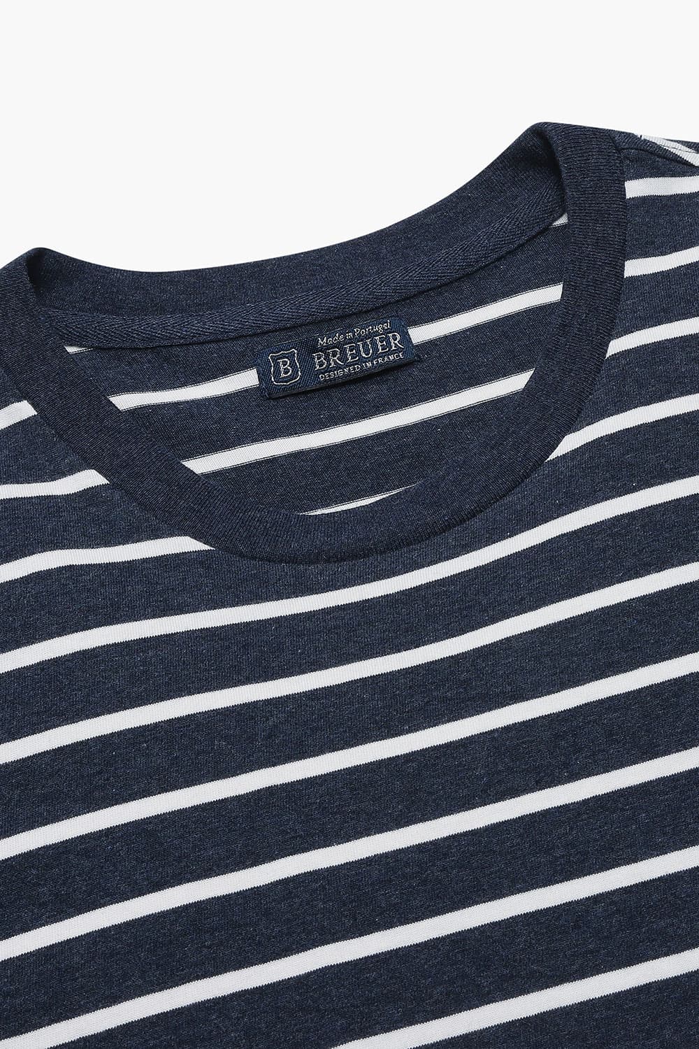 코튼 스트라이프 크루넥 103 다크네이비 긴소매 티셔츠