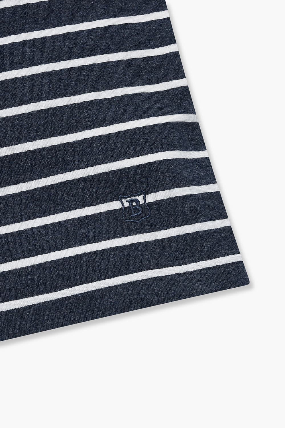 코튼 스트라이프 크루넥 103 다크네이비 긴소매 티셔츠