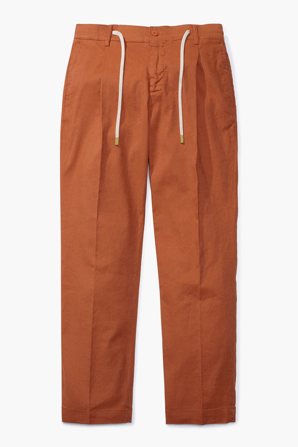 린넨 혼방 드로우스트링 세미와이드 오렌지 캐주얼 팬츠