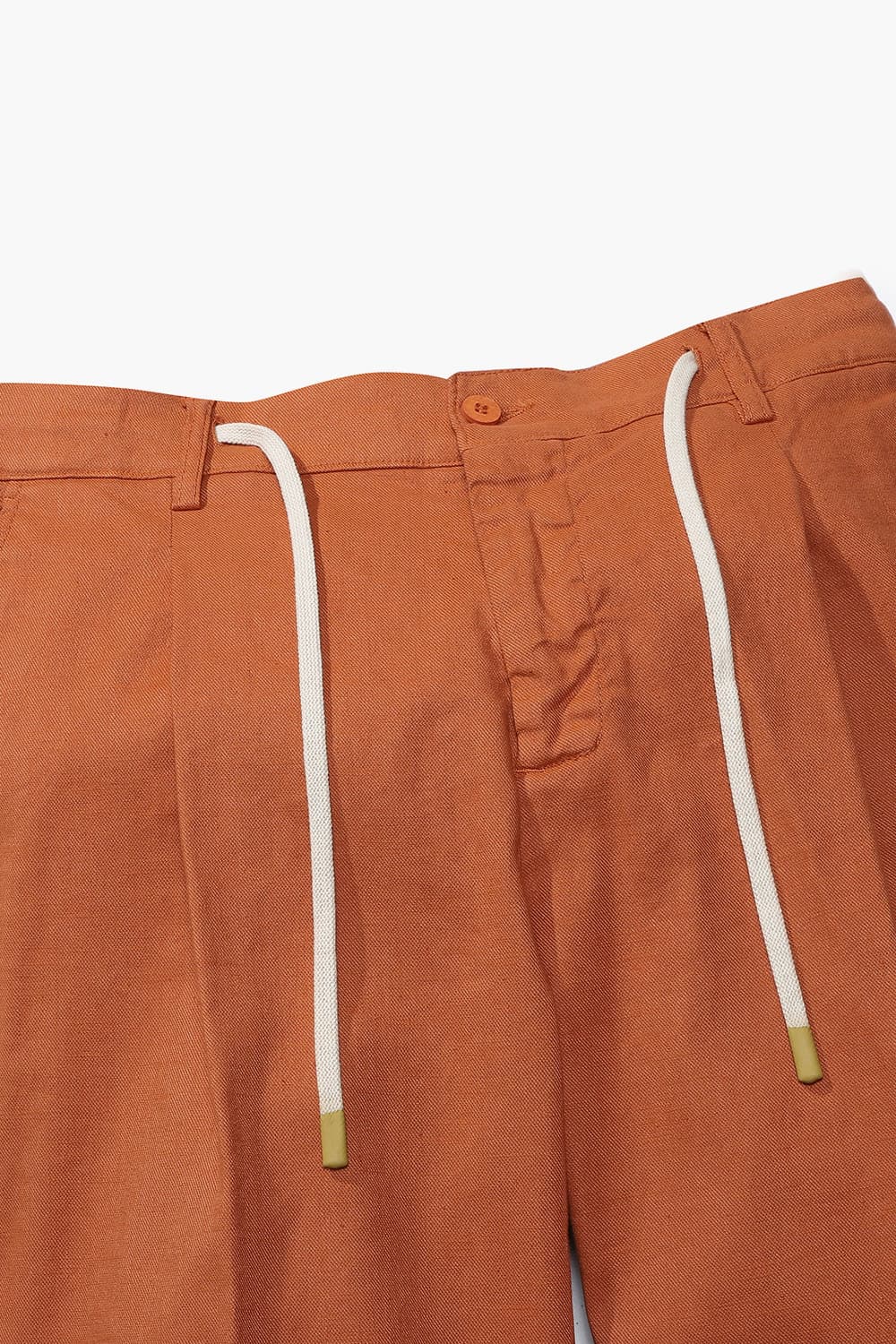 린넨 혼방 드로우스트링 세미와이드 오렌지 캐주얼 팬츠