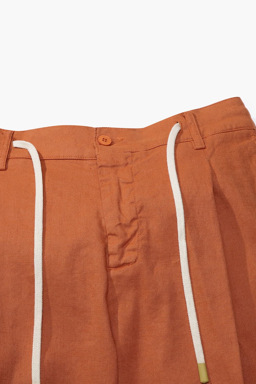 린넨 혼방 드로우스트링 세미와이드 오렌지 캐주얼 팬츠