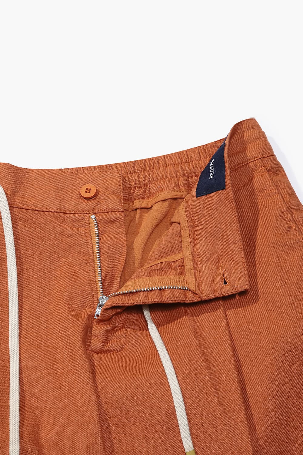 린넨 혼방 드로우스트링 세미와이드 오렌지 캐주얼 팬츠