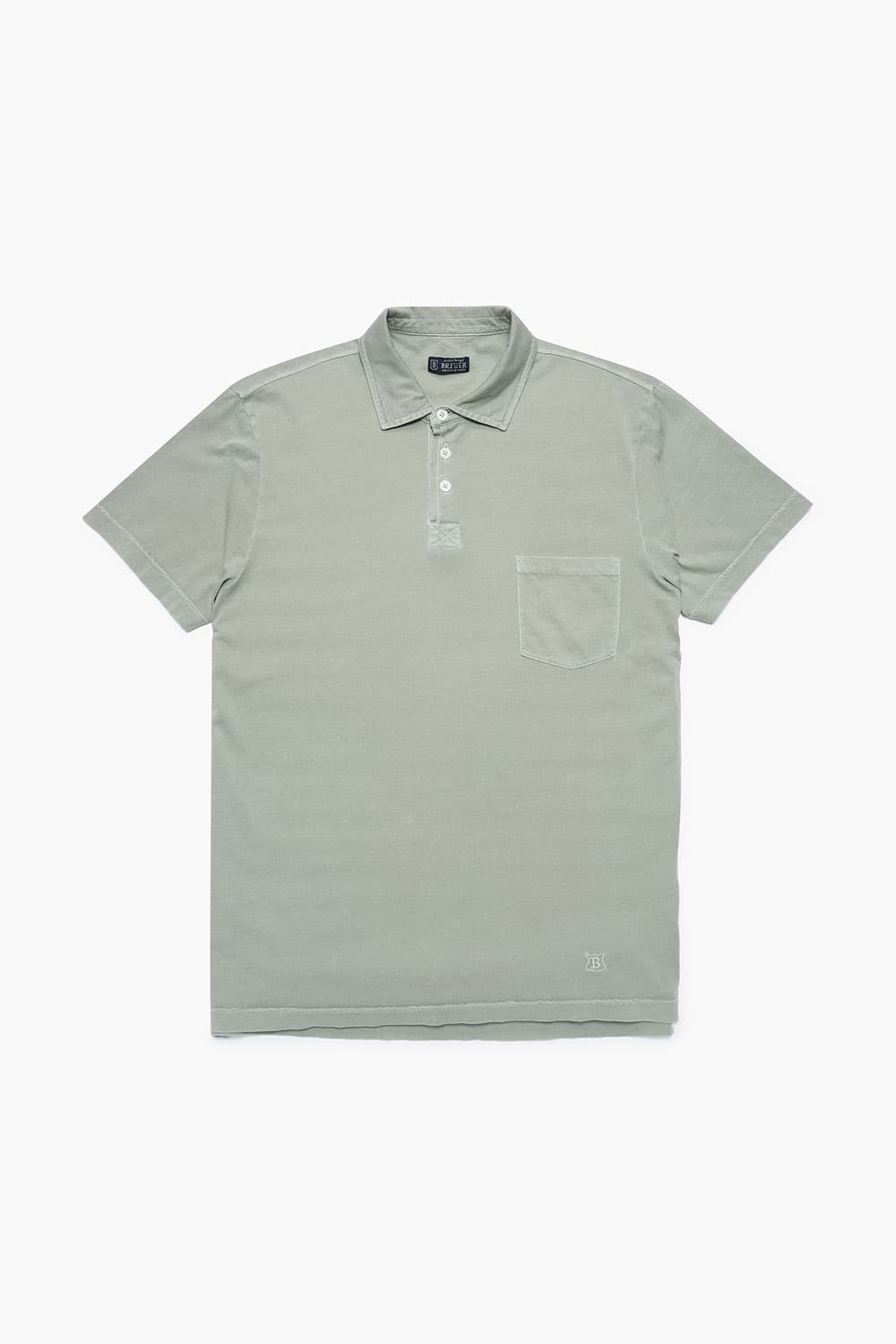 코튼 버튼 다운 포켓 501 라이트그린 반소매 티셔츠