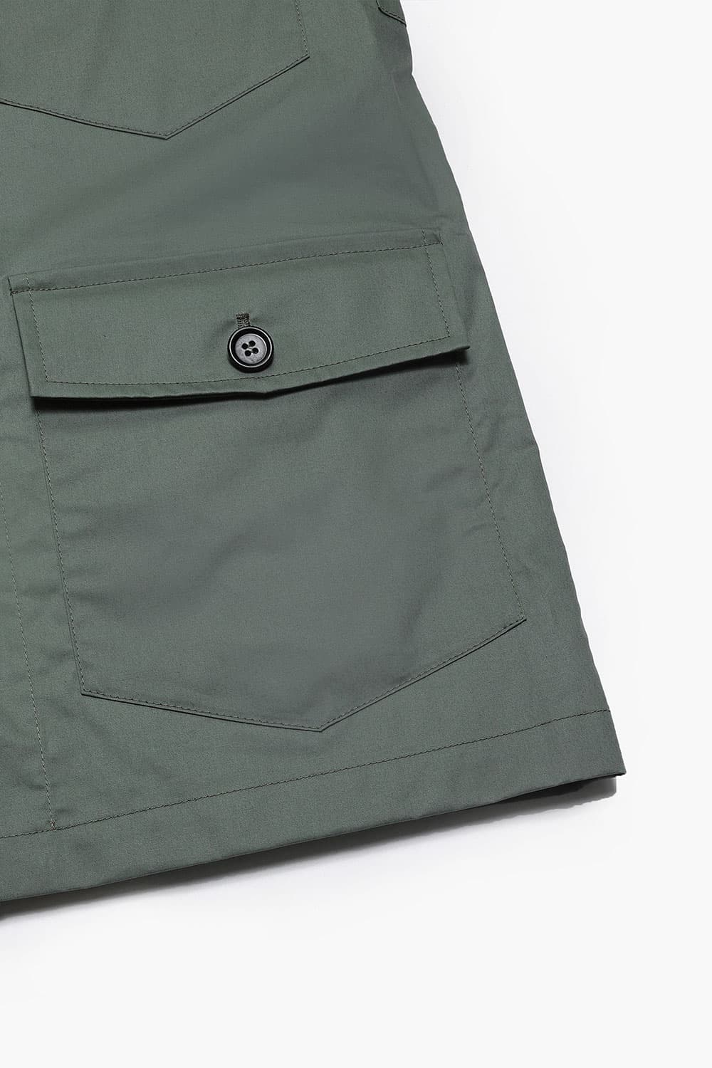 왁스 코튼 빅버튼 포켓 805 블루그린 하프 코트