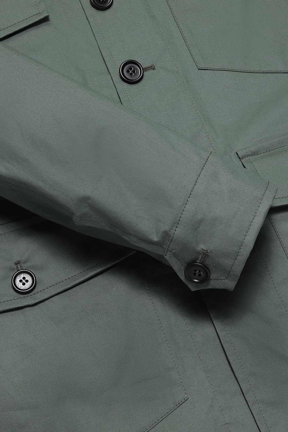 왁스 코튼 빅버튼 포켓 805 블루그린 하프 코트